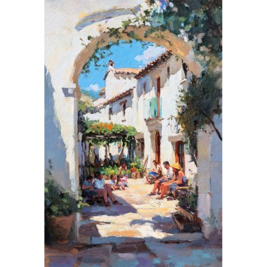 Oude stad schilderij